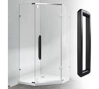 Barn Door Handle Matte Black Bathroom Glass Door Handle with Safe Corner,Smooth Anti-Rust Sliding Door Handle,Modern Bar to Bar Interior Handle Pull,E(124cm/49)