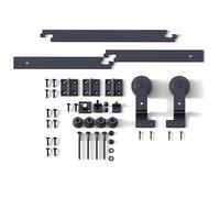 Barn Door Hardware Kit, 6/6.6 Foot Double Folding Sliding Door Kit, 2 Door Sliding Door Hardware Kit System(201CM 6.6FT Rail Kit)