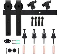 Barn Door Hardware Kit, 6/6.6FT Sliding Door Hardware Grain Warehouse Sliding Door Accessories Kit, Single Wood Door Kit(6.6FT(201CM))