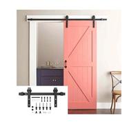 Barn Door Hardware Kit,Carbon Steel Weldless Track and Pulleys,Track with Spare Pads,Suitable for Bathrooms and Dressing Rooms Door Not Included(250cm Track)