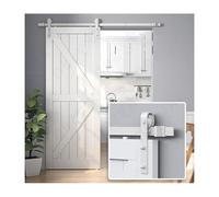 Barn Door Hardware Kit,Track with Spare Pads,Carbon Steel Weldless Track and Pulleys,Suitable for Bathrooms and Dressing Rooms Door Not Included(220cm Track)