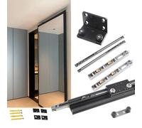 Barn Door Hardware Kit, Trackless Ghost Sliding Door Track for Bathroom Mirror, Soft Close Quiet Door Rail Set for Closet, Easy Installation, Durable Black Finish