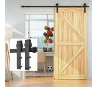 Barn Door Hardware kit, Upgrade4-10FTBarn Door Hardware Kit with Noiseless Stopper, Easy to Install, Sliding Spliced 5 PCS Track Fit 40 Smoothly and Quietly(6.6FT(201CM))