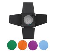 Barn Door, Lighting Barn Doors with 30° Honeycomb Grid and 4 Color Gel Filters, Damping Shaft Design, for Bowens Mini