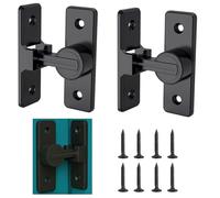 Barn Door Lock Hardware, 90 Degree Heavy Duty Gate Latches Flip Latch Safety Door Bolt Latch Lock, Barn Sliding Door Latch Lock Suitable for Garden, Bathroom, Outdoor, Garage ，Black （2pcs)