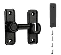 Barn Door Lock Latch with Spacer, 90 & 180 Degree Heavy Duty Sliding Door Hardware Locks and Latches Home Safety Gate Locks Fit for Garage, Garden, Bathroom, Cabinet(Black-2Pcs)
