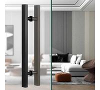 Barn Door Push Pull Door Handle Sliding Glass Door Handle, Square Stainless Steel Entrance Gate Long Handles, Modern Commercial Interior Exterior Barn Push Door Pulls,Black-50Cm/19.7In - 30Cm