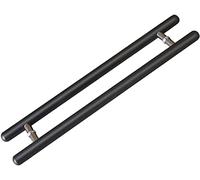 Barn Door Push Pull Door Handle Wood Door Pull Handle,Two Side Round Sliding Barn Door Handle Set Exterior Interior Glass Door Handle (Color : Black, Size : 40cm/15.7in)