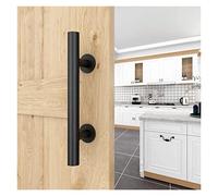 Barn Door Sliding Kit, 12 Inch Sliding Barn Door Handle Pull and Flush Hardware Set Black Powder Coated Finish Large Rustic Two-Side Door Handle,Roller Door Hardware
