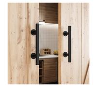 Barn Door Sliding Kit, 12in Sliding Wood Barn Door Handle Stainless/Carbon Steel Flush Pull Set Pull Handle Heavy Duty Interior Door Hardware,Roller Door Hardware(Nero)