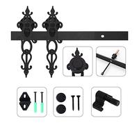 Barn Door Sliding Kit, 2M-6M Sliding Barn Door Hardware Kit 7T-20FT Rail Closet Roller Track Industrial System for Single Wood Door,Roller Door Hardware(13FT 396cm)