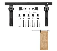 Barn Door Sliding Kit, Barn Door Sliding Track Heavy Duty Roller Hardware Smooth Gliding System for Kitchen Closet Room Divider Doors(1.5m Track kit)