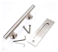 Barn Door Sliding Kit, Gifsin 12in Sliding Barn Door Handle Stainless/Carbon Steel Flush Pull Set Pull Handle Heavy Duty Wood Interior Door Hardware,Roller Door Hardware(Silver)