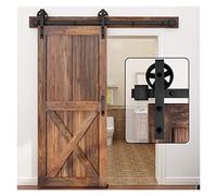 Barn Door Sliding Kit, Sliding Barn Door Hardware Hangers 2pcs Black (Big Spoke Wheel(2PCS)),Roller Door Hardware(9FT Single Door)
