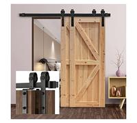 Barn Door Sliding Kit, Sliding Barn Door Hardware Track Bent Hanger System 4-9.6FT,Roller Door Hardware(5FT 1500mm)