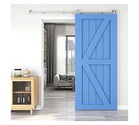 Barn Door Sliding Kit, TSMST 4-16 FT Stainless Steel Sliding Barn Door for Single Wood Door Hardware Clsoet Track Kit T Shape Hanger Kit,Roller Door Hardware(244cm 8FT Rail kit)