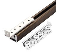 Barn Door Sliding Track Hardware Kit, 3 4 5 6 7 8 9 10ft Aluminum Slow Close Pocket Doors Wardrobe Bypass System, Slide Smoothly and Quietly(Champagne,8ft/244cm)