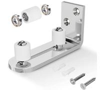 Barn Door Style Adjustable Stainless Steel Sliding Door Guide with Quiet POM Roller - Easy Install, Durable Wall-Mounted Bottom Guide for Smooth Indoor/Outdoor Door Movement, Protects Floors