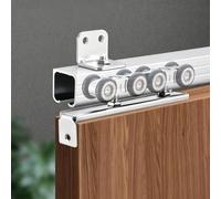 Barn Door Track System Kit, Wall Mount Soft Close Sliding Hardware with Rollers for Pocket Doors, 8.4m/28ft Sliding Guide for Kitchen and Closet Doors