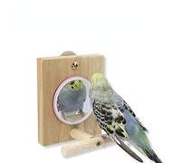 Barn Eleven Bird Parakeet Mirror for Cage,Parrot Perch Stand,Wooden Hummingbird Swing Toy,Parakeet Accessories for Cockatiels Conure Finch Lovebird Canary African Grey Macaw