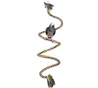 Barn Eleven Bird Spiral Rope Perch, Cotton Parrot Swing Climbing Standing Toys with Bell (Medium)