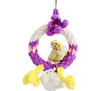 Barn Eleven Bird Swing, Cage Hanging Toys Coral Fleece Swing Bite Resistance Perches Toy Parrot Toy Boredom Breaker for Budgie, Cockatiels, Conures, Finches, Small Parakeets (Purple Pink)