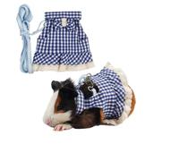 Barn Eleven Guinea Pig, Ferret, Hamster, Rat Plaid Harness and Leash Set, Adjustable No Pulling Walking Vest, Large, Blue