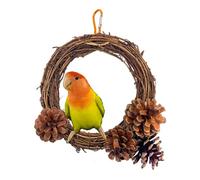 Barn Eleven Parrot Bird Swing Perch, Small Birds Natural Tuckahoe Rattan Round Shape Hanging Chewing Grinding Beak Play Stands Toys for Parakeet Cockatiel Conures Lovebirds Budgie (Small)