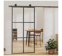 Barn Glass Sliding Door Black 102x205 cm. Aluminium & Glass Modern Room Divider