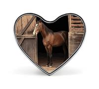 Barn Horse Button Pin Heart Shape Alloy Lapel Pins Badges Novelty Funny Enamel Pins Personalized Pinback Button Badges Cute Heart Brooche for Jackets Bags