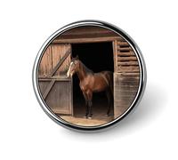 Barn Horse Circular Badges Lapel Pin Brooch Pin Bat Pattern Brooch Gifts for Women Men Souvenir