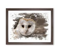 Barn Owl 2 V3 Modern Framed Wall Art Print, Ready to Hang Picture for Living Room Bedroom Home Office Décor, Walnut A4 (34 x 25 cm)