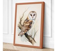 Barn Owl at Rest Botanical Canvas Wall Art Print 30x20 Inch