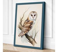 Barn Owl at Rest Botanical Canvas Wall Art Print 30x20 Inch (76 x 51 cm)