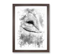 Barn Owl Bird Vol.2 V4 Modern Framed Print | A3 Walnut Framed Wall Art | Ready to Hang | Modern Animal Picture | Living Room Bedroom Lounge Office