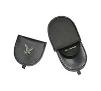 Barn Owl Black Leather Coin Purse - Compact Wallet with 2 Compartments 21