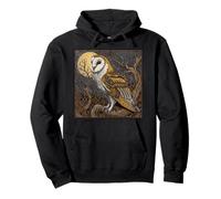 Barn Owl Full Moon Night Forest Wildlife Art Pullover Hoodie