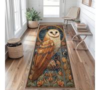Barn Owl Hallway Runner Rug 80 x 300 cm Long Washable, Art Nouveau Carpet Runner Rugs Non Slip, Kitchen Entryway Hall Bedroom Decor, Soft Low Pile mY&j320