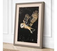 Barn Owl in Flight Japandi Canvas Wall Art Print 18x12 Inch