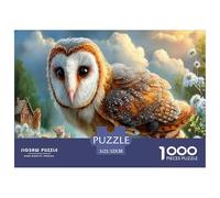 Barn Owl Jigsaw Puzzles Puzzles for Adults Kids. 1000 Piece Flower Grassland Whimsical Challenge Toy Home Decoration for Adults& Kids Age 14 Years Up 52x38cm/1000pcs