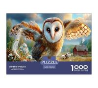 Barn Owl Jigsaw Puzzles Puzzles for Adults Kids. 1000 Pieces Green Grass Ranch Great Gifts Challenge Toy Educational Game Home Decoration for Adults& Kids Age 14 Years Up 70x50cm/1000pcs