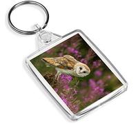 Barn Owl Keyring Bird Prey British Wildlife Flowers Keyring #15813