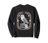 Barn Owl On Books Vintage Botanical Moon Wreath Sweatshirt
