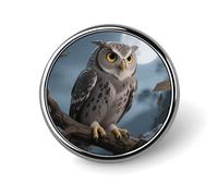 Barn Owl on Dead Tree Round Lapel Pins Cute Enamel Pin Badge for Men/Women Tie Tack Brooch Clothing Jewelry Accessories Party Favors, Hat Suit Decorations Party Gifts