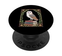 Barn Owl On Vintage Books Ivy Frame Cottagecore Aesthetic PopSockets Adhesive PopGrip