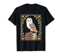 Barn Owl On Vintage Books Ivy Frame Cottagecore Aesthetic T-Shirt