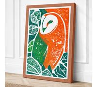 Barn Owl Profile Botanical Canvas Wall Art Print 24x16 Inch