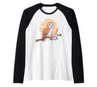 Barn Owl Sunset Cherry Blossoms Owl Lover Raglan Baseball Tee