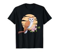 Barn Owl Sunset Cherry Blossoms Owl Lover T-Shirt