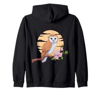 Barn Owl Sunset Cherry Blossoms Owl Lover Zip Hoodie